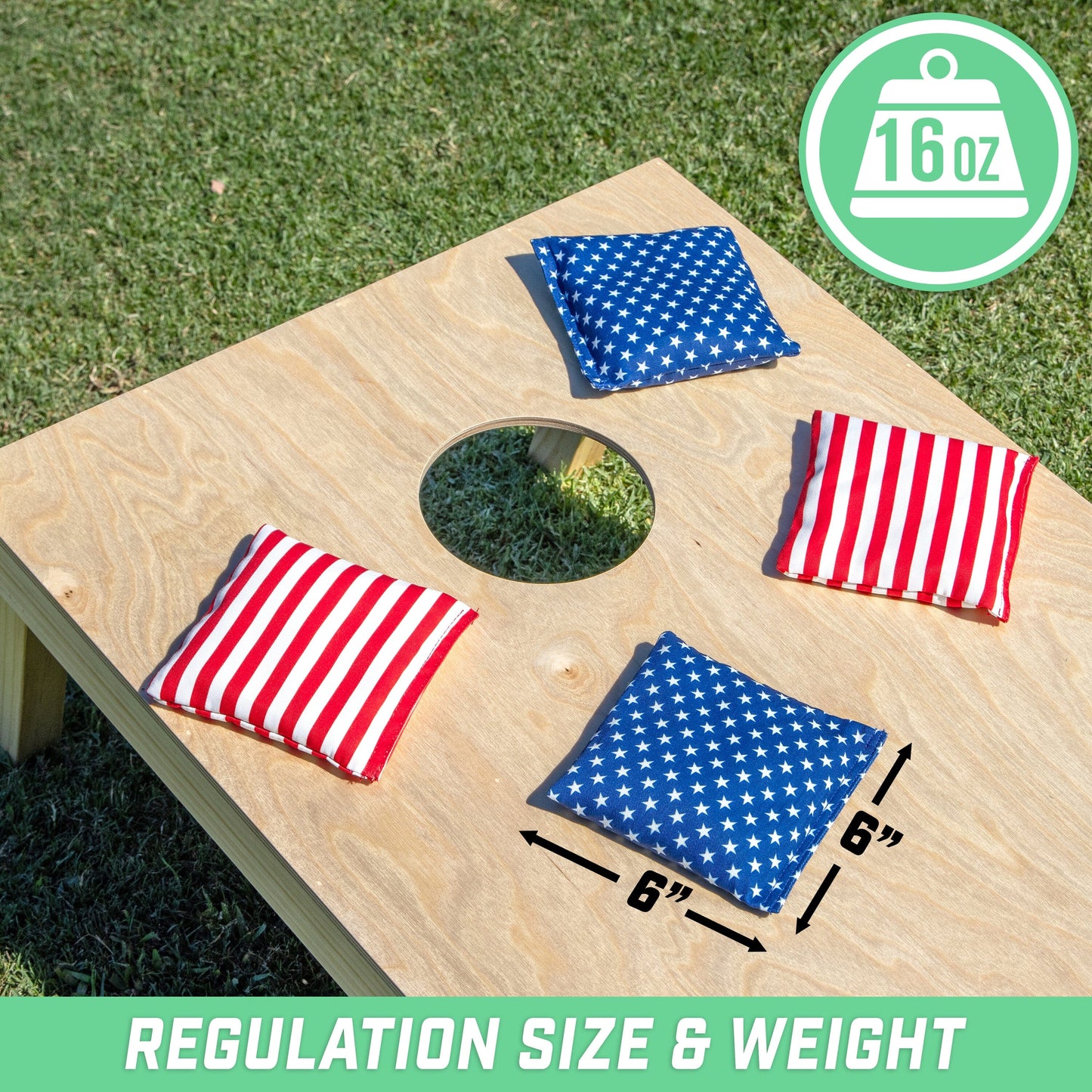 GoSports America Stars and Stripes Cornhole Bean Bags Set (8 all weather bags)