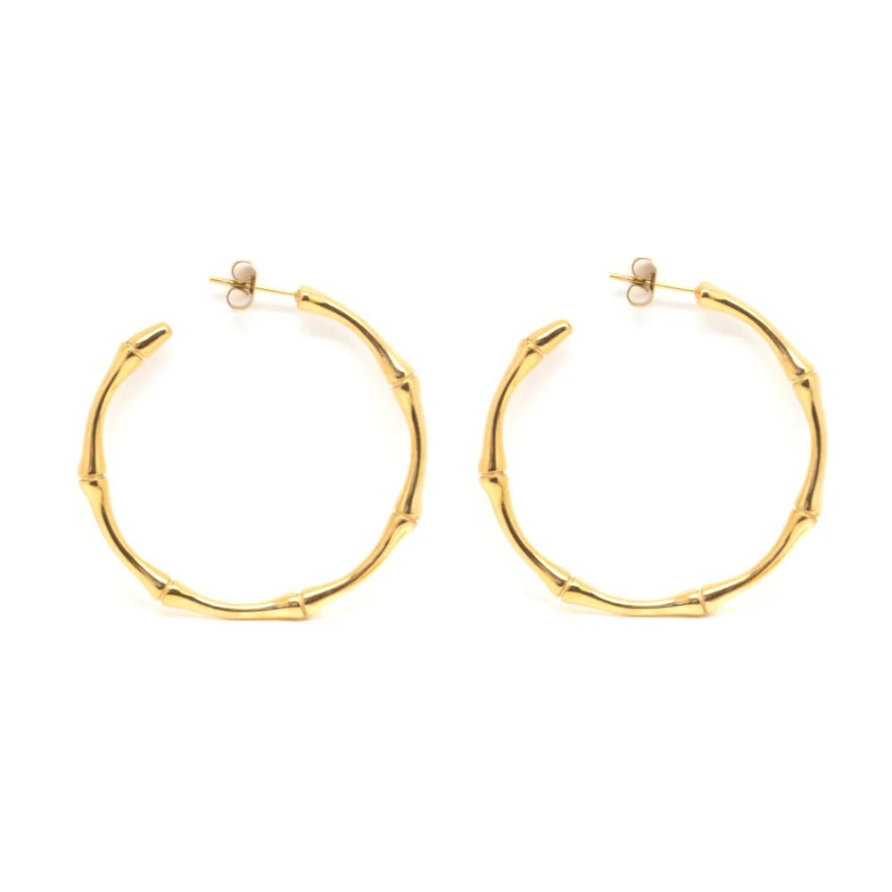Salty Cali Gold Plated Bamboo Hoops