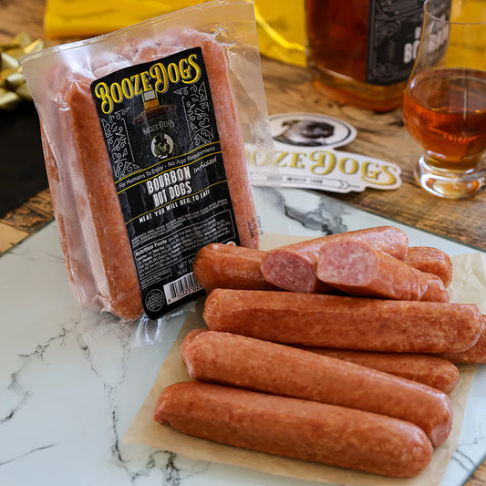 Booze Dogs Hot Dogs and Sausages on white background