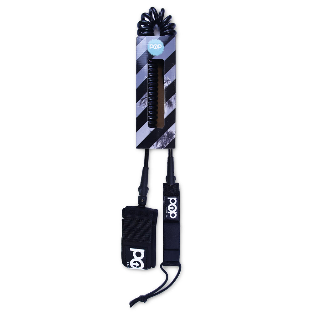 POP Board Co. 10' Coil Leash on white background
