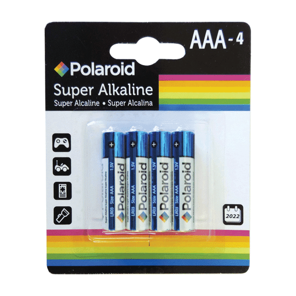 Polaroid AAA Batteries on white background
