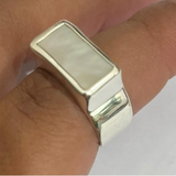 The Salty Gem Handmade Rectangle Shell Ring - Mother of Pearl