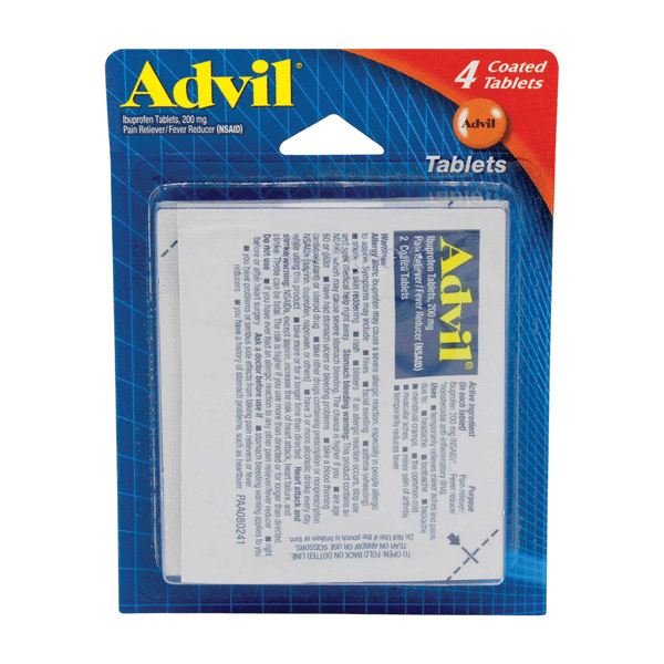 Advil (2 doses) on white background
