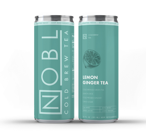 NOBL Tea Cans on white background