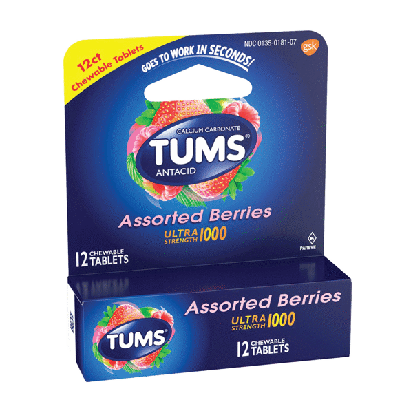 TUMS Ultra Strength Tablets (12 ct) on white background