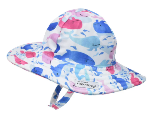 Flap Happy UPF 50 Summer Splash Swim Hat - Rosy Whales