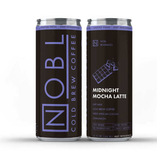 NOBL Latte Cans on white background