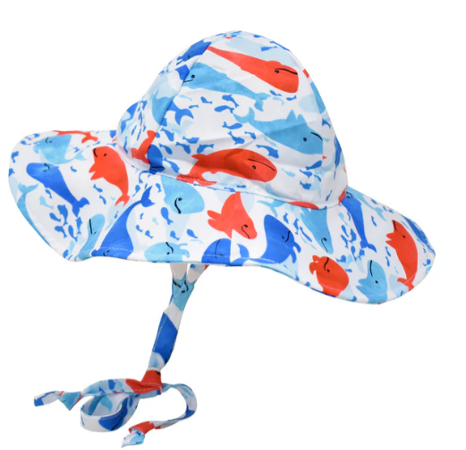 Flap Happy UPF 50+ Flap Happy Outdoor Sun Hat for Kids - Splish Splash Whale Blue