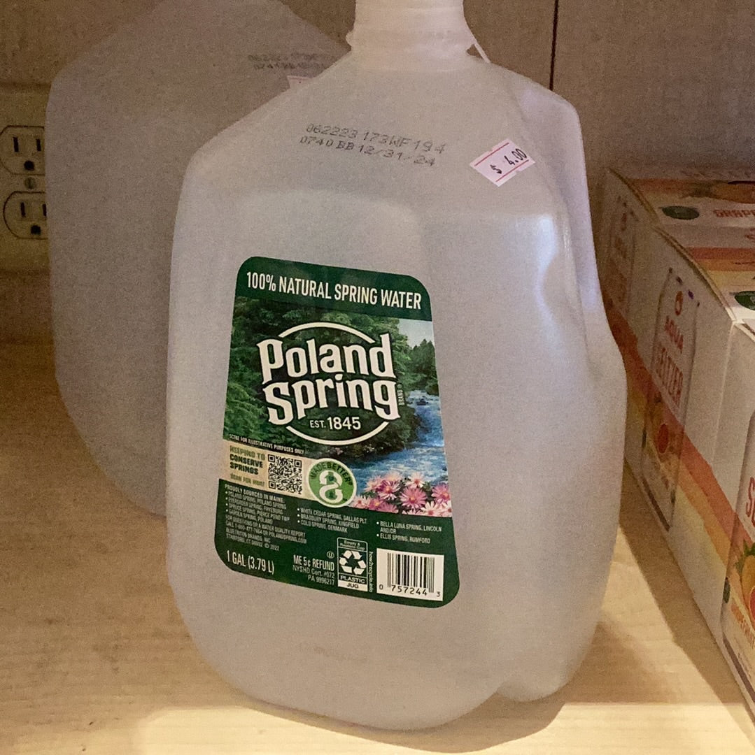 Gallon of Poland Spring Water on white background
