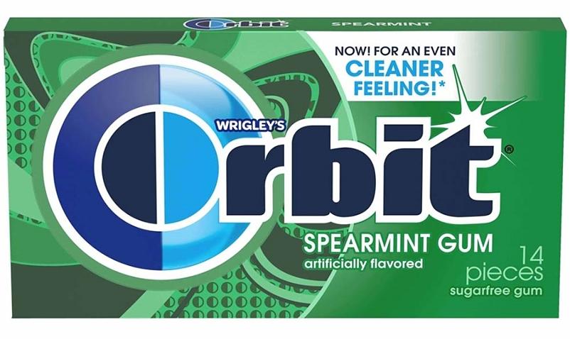 Orbit Spearmint Gum on white background