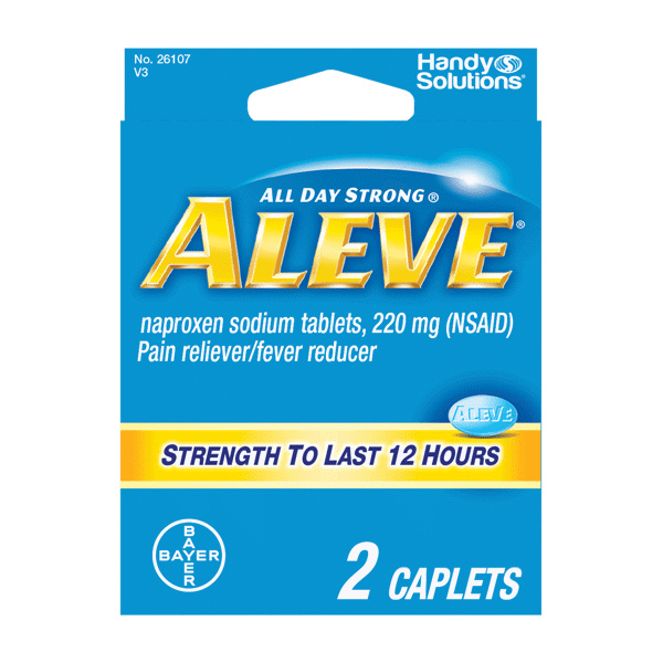 Aleve Caplets (2 doses) on white background