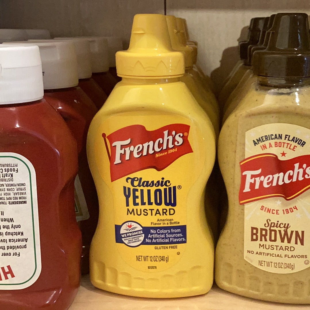 French's Classic Yellow Mustard on white background