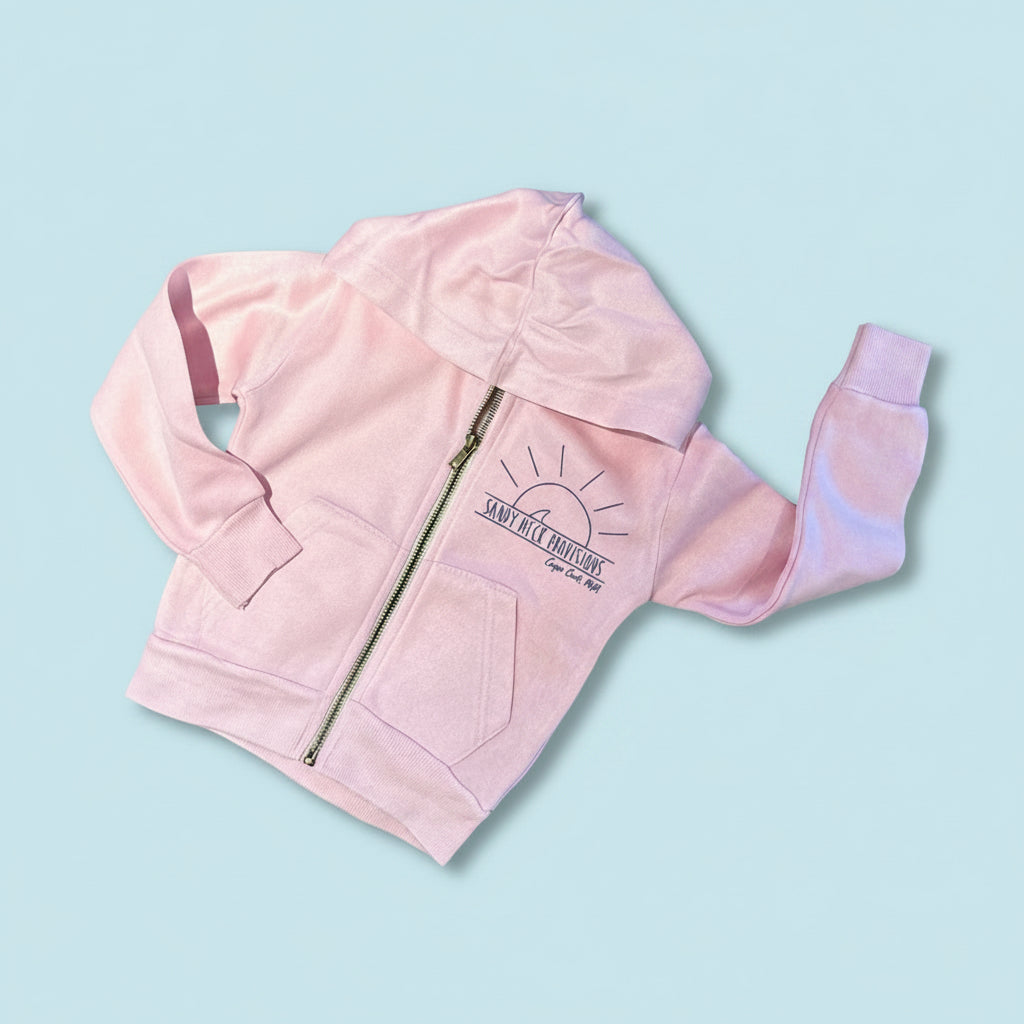 Sandy Neck Fleece Zip Hoodie for Kids and Baby