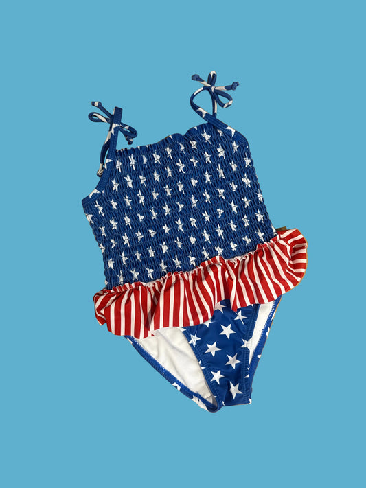 Toddler Girls American Flag One-Piece Swimsuit