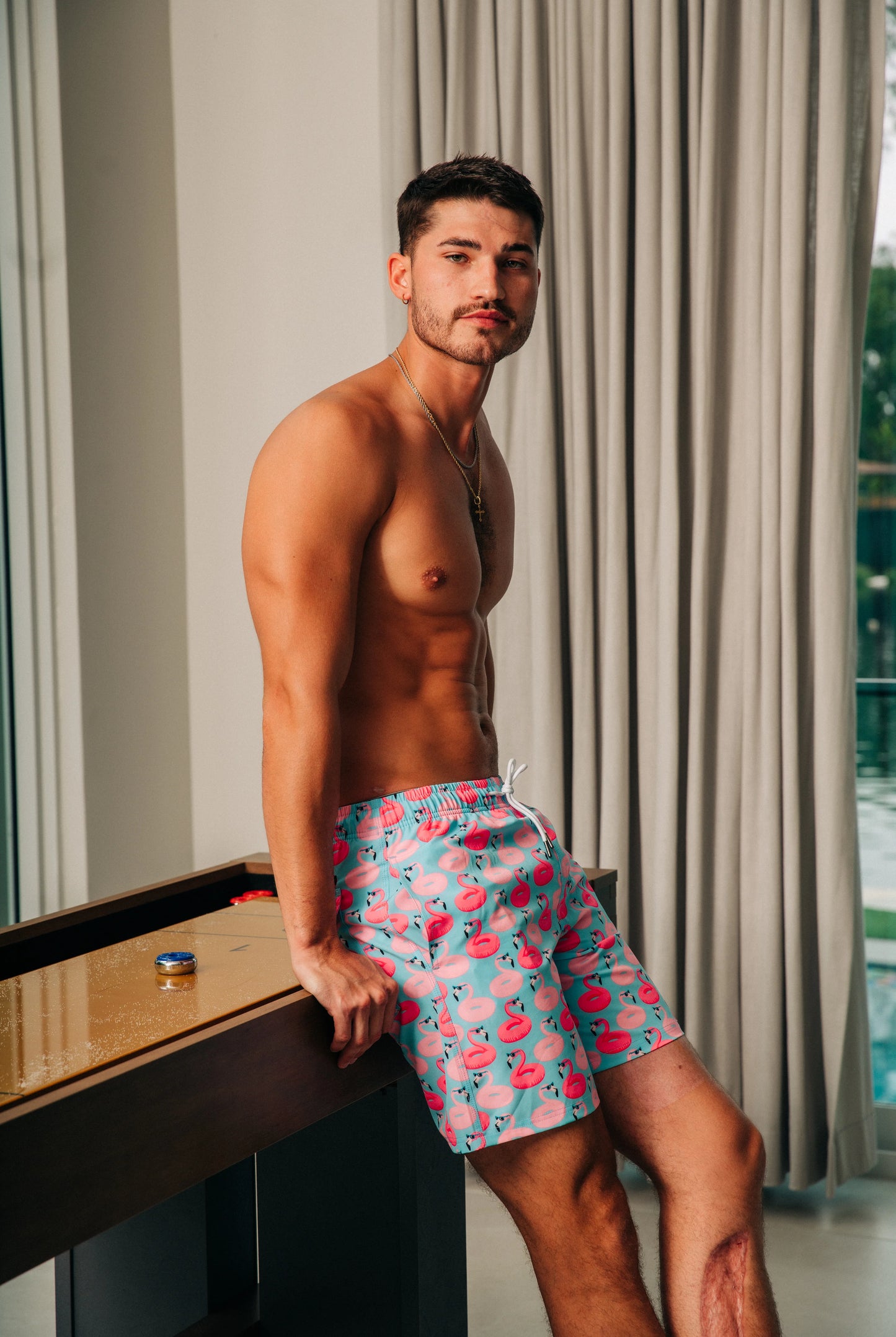 Men's Floating Flamingos Bathing Suit