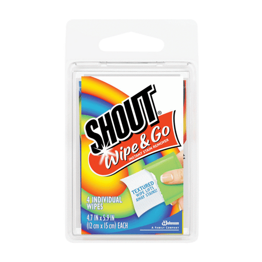 Shout Wipes, Wipe and Go Instant Stain Remover on white background