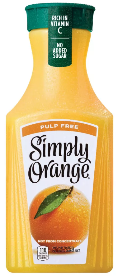 Simply Orange Juice on white background