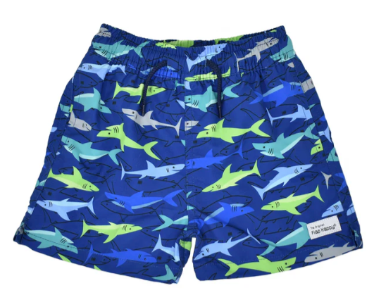 Flap Happy UPF 50 Wesley Swim Trunks with Mesh  Liner - Sharky