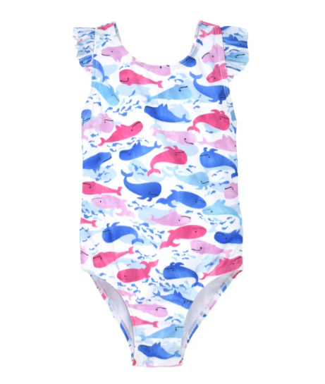 Flap Happy UPF 50 Lili One-Piece Swimsuit - Rosy Whales