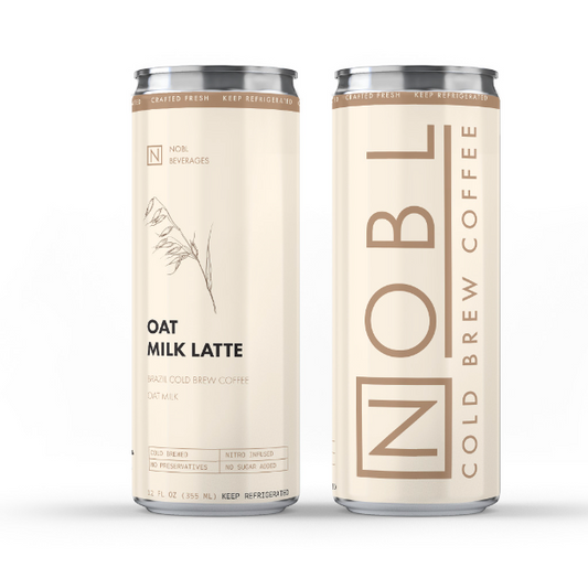 NOBL Latte Cans on white background