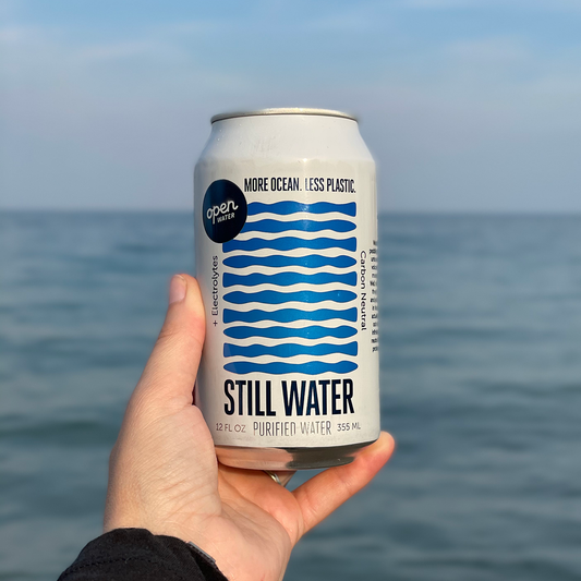 Open Water 16oz Aluminum Sparkling Water Bottle on white background