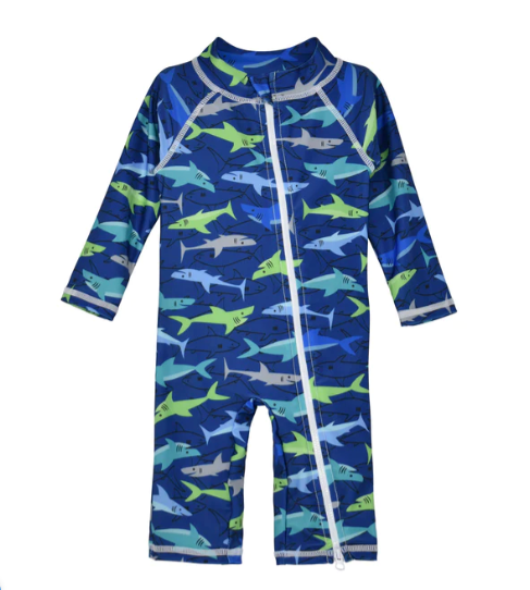 Flap Happy UPF 50 Long Surf Swimsuit - Sharky