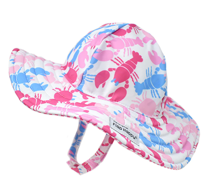 UPF 50+ Summer Splash Swim Hat - Pink Lobsters