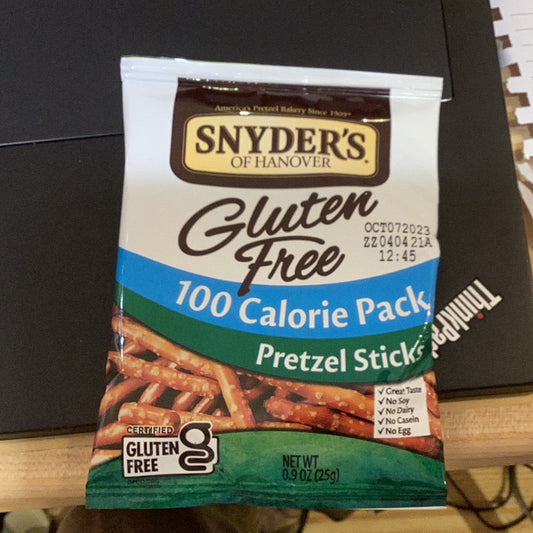 Snyder’s Gluten Free Pretzel Sticks on white background